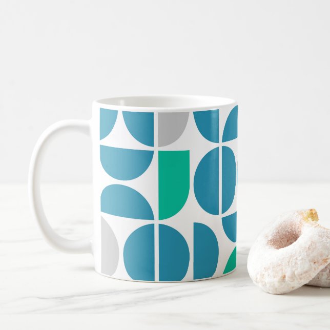 Taza De Café Baldosas acuáticas de mediados del siglo (Con donut)