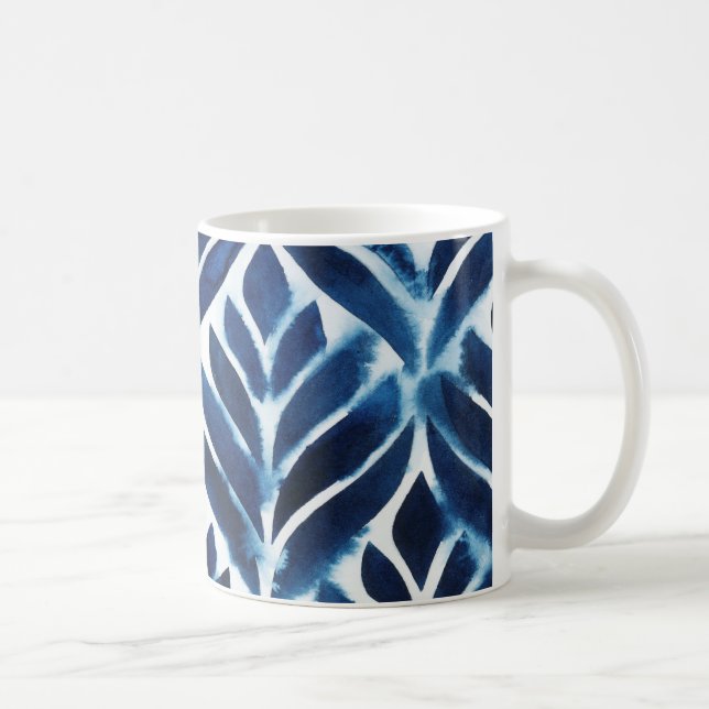 Taza De Café Baldosas de acuarela de cobalto IV (Derecha)