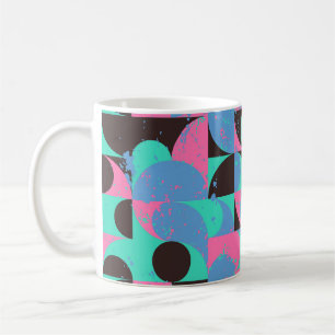 Taza De Café Baldosas de época Neon Pink Green