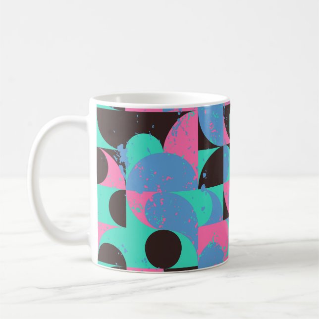 Taza De Café Baldosas de época Neon Pink Green (Izquierda)