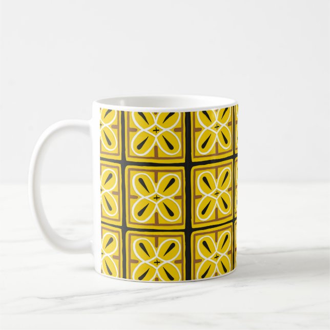 Taza De Café Baldosas de época, patrón de ilustracion  (Izquierda)