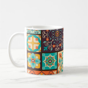 Taza De Café Baldosas de mosaico colorido: motivos islámicos.