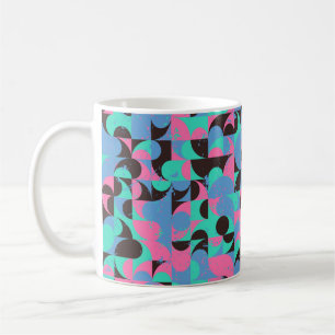 Taza De Café Baldosas de patrón inmaculado en negro, rosa neón