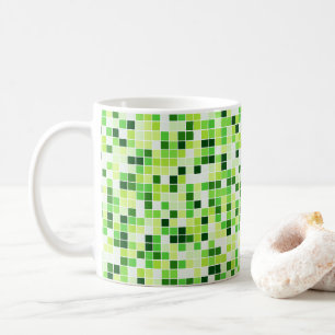 Taza De Café Baldosas de piscina, mosaicos verdes, patrón geomé