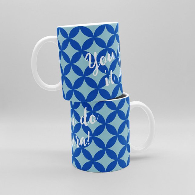 Taza De Café Baldosas de verano con círculos azules para bebés (Summer tile with azure circles on baby blue coffee mug)
