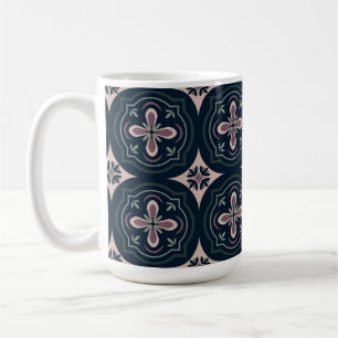Taza De Café Baldosas Geométricas Florales Terrosas