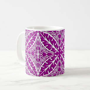 Taza De Café Baldosas marroquíes - amatista morado y blanco