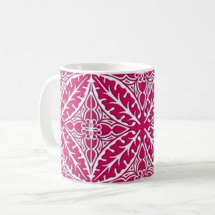 Taza De Café Baldosas marroquíes - magenta y blanco