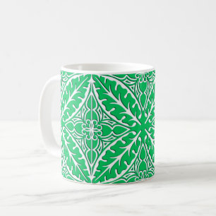 Taza De Café Baldosas marroquíes - verde jade y blanco
