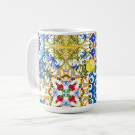 Taza De Café Baldosas mediterráneas, mayólica, siciliana