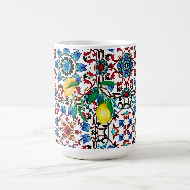 Taza De Café Baldosas mediterráneas, mosaicos, limón, arte de v (Centro)
