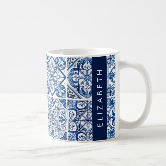 Taza De Café Baldosas mediterráneas, portuguesas, azulejo, tu n (Derecha)