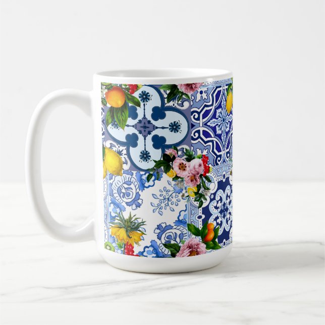 Taza De Café Baldosas sicilianas, mayólica, limones, cítricos  (Izquierda)