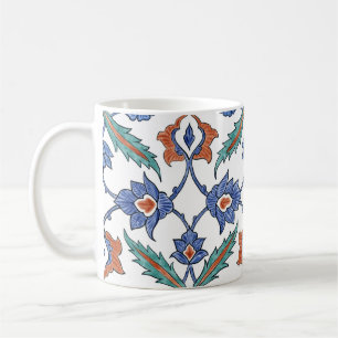 Taza De Café Baldosas Turcas Medievales: Ornamento Floral.