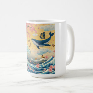Taza De Café Baleia Celestial entre Cerejeiras – Arte IA