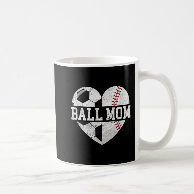 Taza De Café Ball Mom Heart Fun Baseball Soccer Mom (Derecha)
