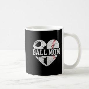 Taza De Café Ball Mom Heart Fun Baseball Soccer Mom