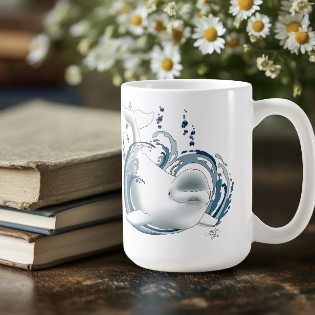 Taza De Café Ballena Beluga Azul (Subido por el creador)