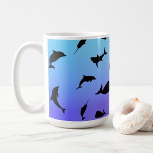 Taza De Café ballena de tiburón de pez sombra en el océano degr