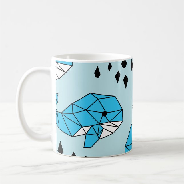 Taza De Café Ballena geométrica: patrón sin foco (Izquierda)