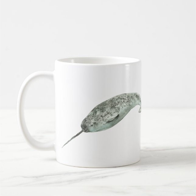 Taza De Café Ballena narval acuarela (Izquierda)