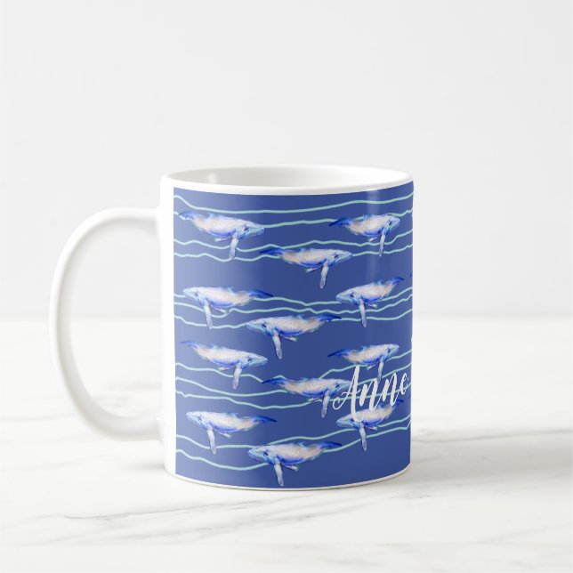 Taza De Café Ballena Orca Patrón de la vida en el océano (Izquierda)