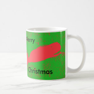 Taza De Café ballena roja, cerdo verde alegre de Navidad