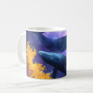 Taza De Café Ballenas acuáticas Abstract Ocean Garden