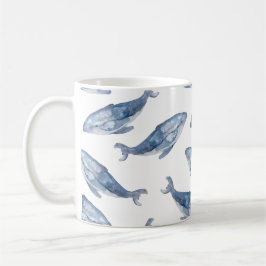 Taza De Café Ballenas jorobadas en acuarela
