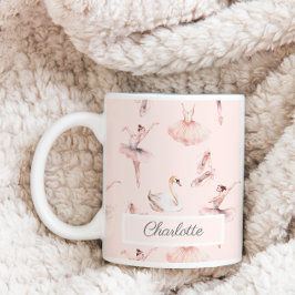 Taza De Café Ballerina Ballet Rosa Zapatos Nombre personalizado