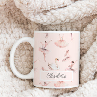 Taza De Café Ballerina Ballet Rosa Zapatos Nombre personalizado