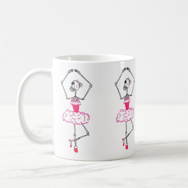 Taza De Café Ballerina de Skeleton en bailarina de ballet rosa  (Izquierda)