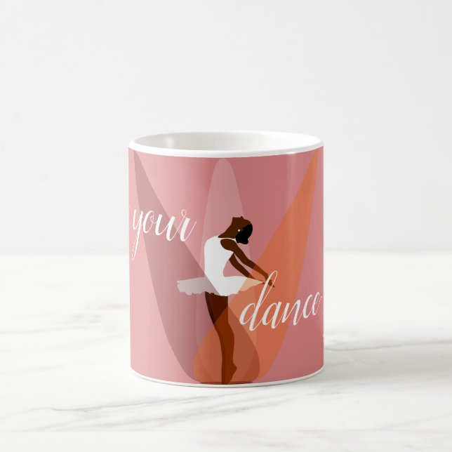 Taza De Café Ballerina negra, bailarina de ballet rosa negro (Centro)