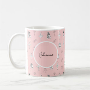 Taza De Café Ballerina rosa y flores