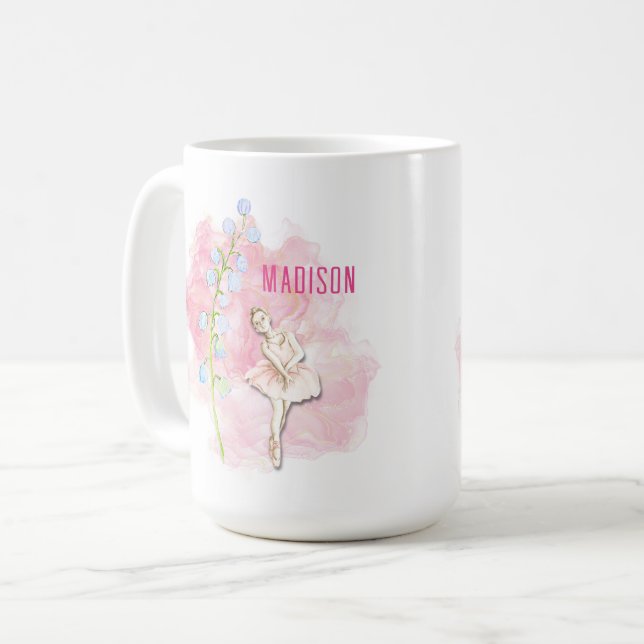 Taza De Café Ballerina y Lily de la Floral del Valle en rosa (Anverso izquierdo)