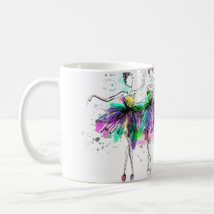 Taza De Café Ballerinas acuarelas: Ilustracion de danza brillan