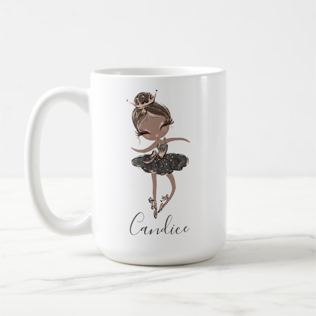 Taza De Café Ballet Ballerina Chica Nombre personalizado Regalo (Izquierda)
