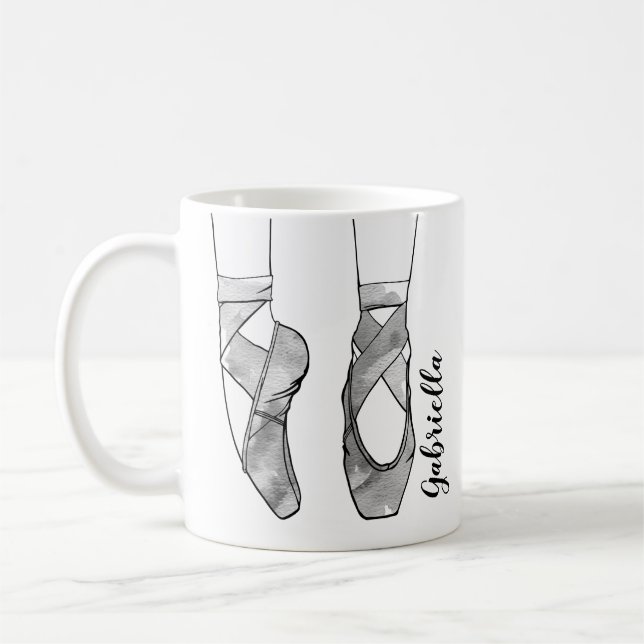 Taza De Café Ballet Ballet Blanco Y Negro Ballerina (Izquierda)