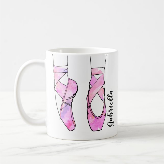 Taza De Café Ballet personalizado de Ballerina Rosa (Izquierda)