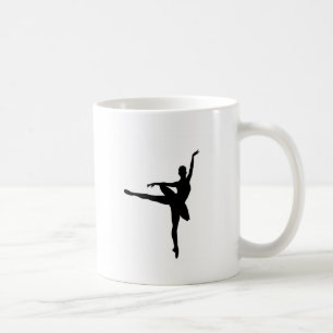 Taza De Café Ballet simple Ballerina Blanca Negra