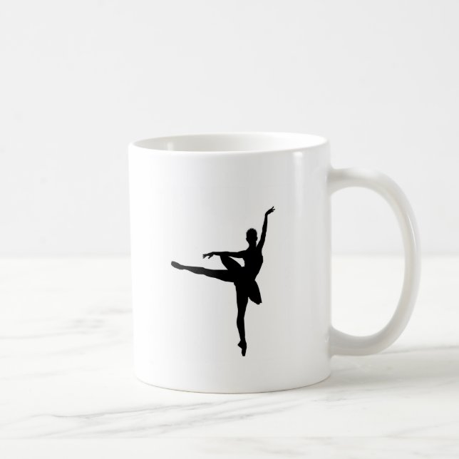 Taza De Café Ballet simple Ballerina Blanca Negra (Derecha)