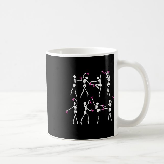 Taza De Café Ballet Skeleton Dance Cinta rosa Cáncer de Mama Aw (Derecha)