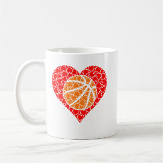 Taza De Café Balón de Baloncesto Deportes Corazón Rojo con Form