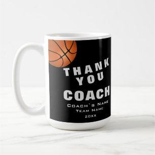 Taza De Café Balón de Baloncesto Gracias Entrenador
