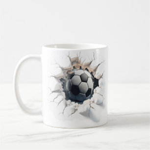 Taza De Café Balón de fútbol 3D agrietado Café Mug