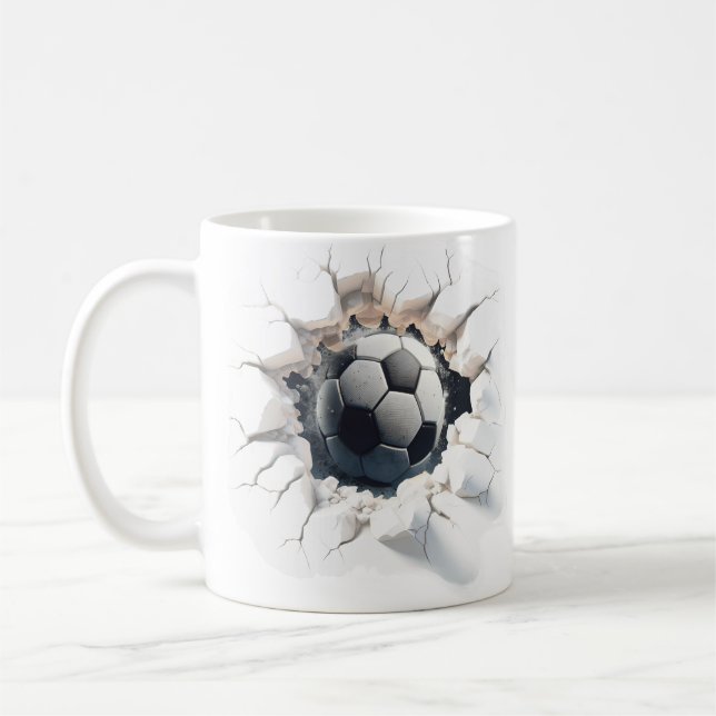 Taza De Café Balón de fútbol 3D agrietado Café Mug (Izquierda)