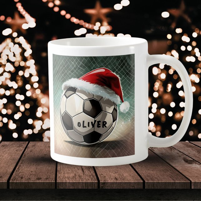 Taza De Café Balón de fútbol con nombre Santa Hat (Subido por el creador)