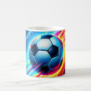 Taza De Café Balón de fútbol eléctrico futurista relámpago