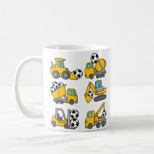 Taza De Café Balón de Fútbol Niños Fútbol Camiones de Construcc