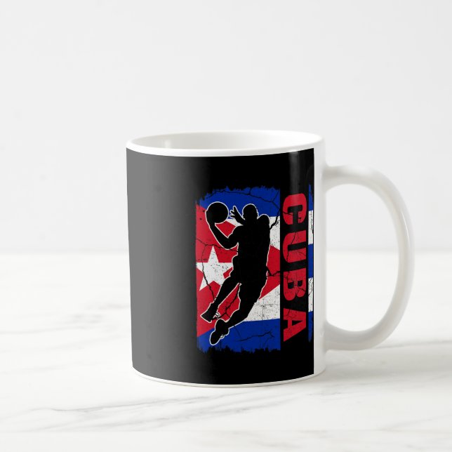 Taza De Café Baloncestistas cubanos Bandera de Baloncesto (Derecha)